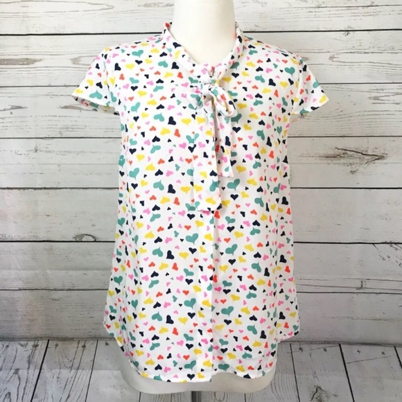 Modcloth Tops - ModCloth Hearts Pussybow Blouse